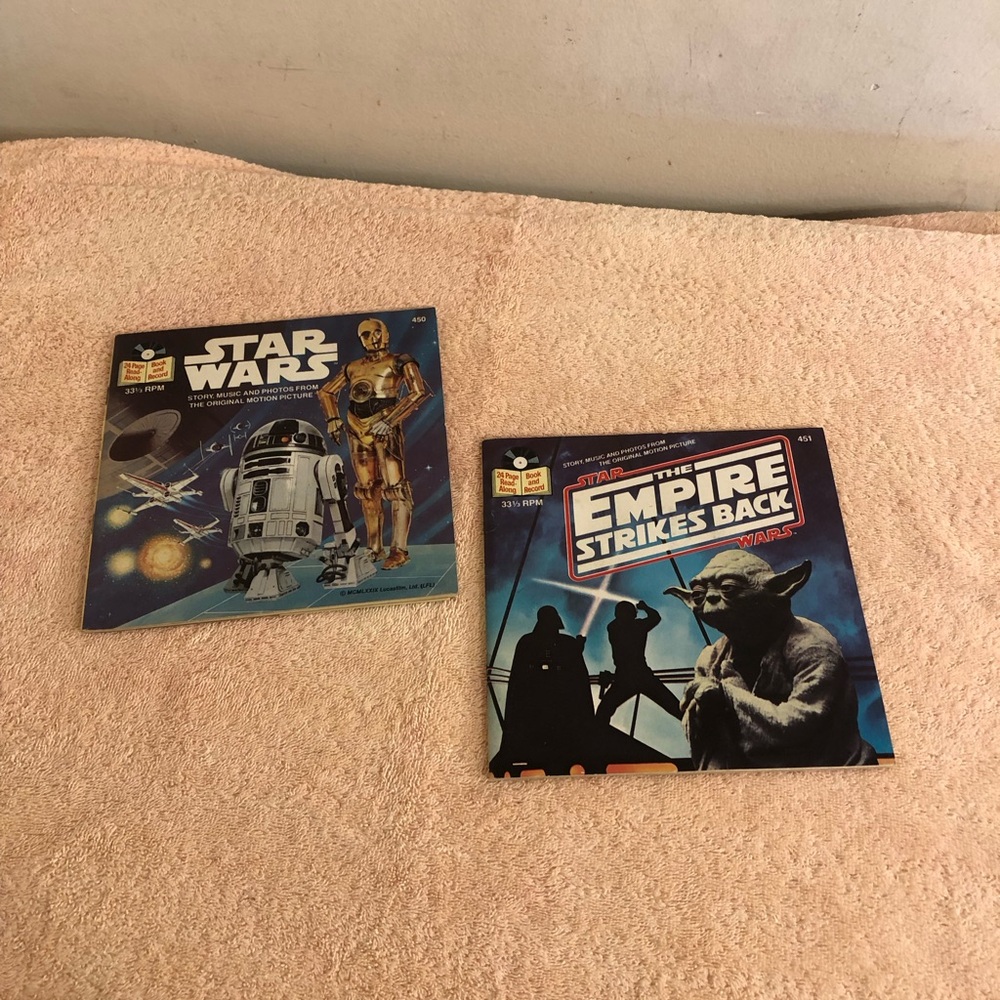 Vintage 1979 & 1980 Lot of 2 Star Wars Book & Record Sets #450 & #451